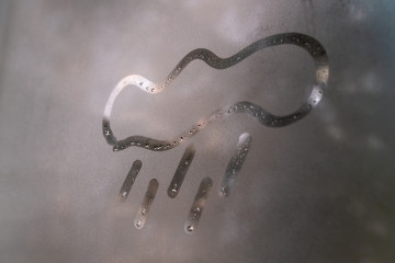 Painted,Cloud,With,Rain,On,The,Fogged,Glass,,Copy,The