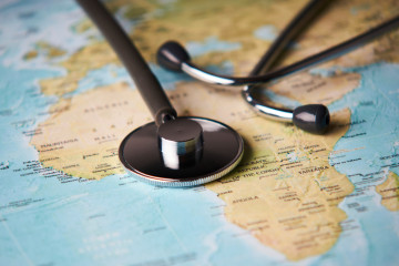 Doctor's,Medical,Stethoscope,Over,Africa,Healthcheck.,Medical,Concept,Tourism,Travel
