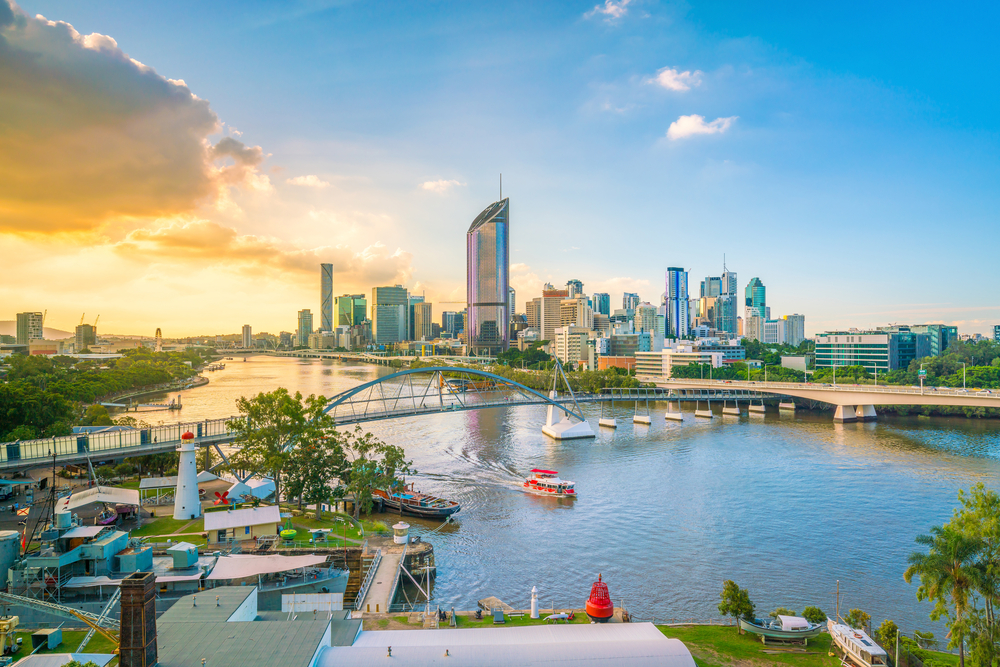 Brisbane,City,Skyline,And,Brisbane,River,At,Twilight,In,Australia