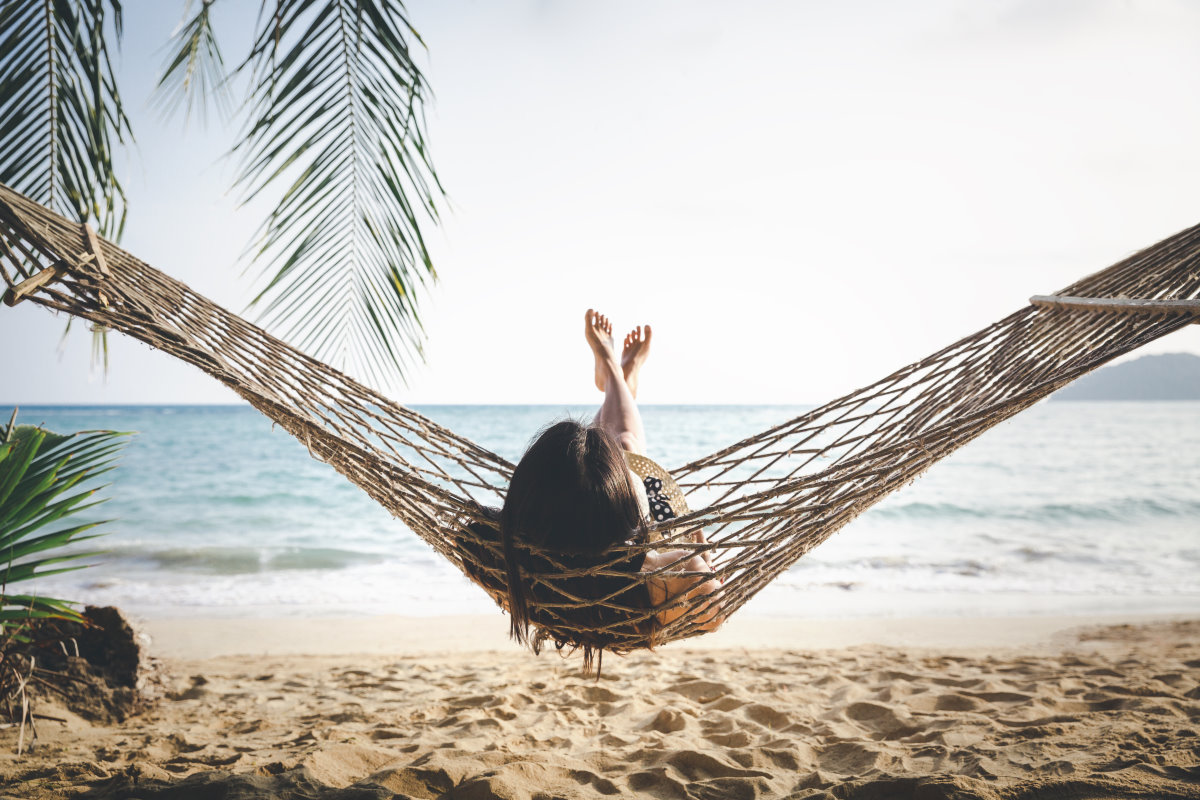 Summer,Vacations,Concept,,Happy,Woman,With,White,Bikini,,Hat,And