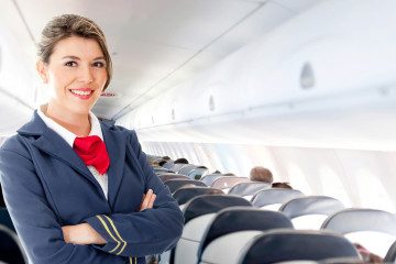 Beautiful,Air,Hostess,In,An,Airplane,Smiling