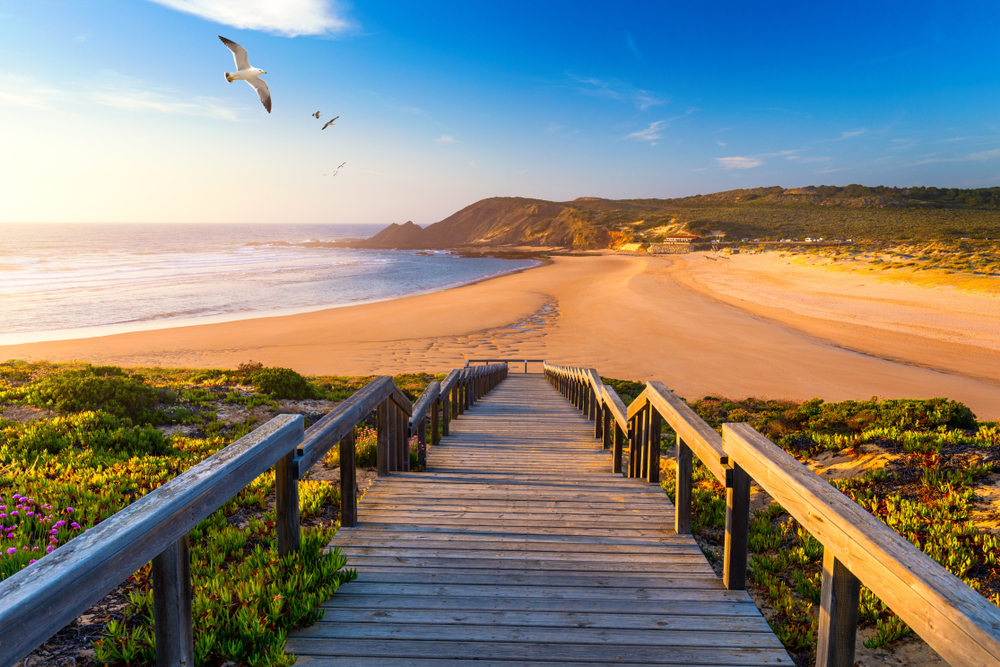 Wooden,Walkway,To,The,Beach,Praia,Da,Amoreira,,District,Aljezur,