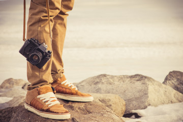 Feet,Man,And,Vintage,Retro,Photo,Camera,Outdoor,Travel,Lifestyle