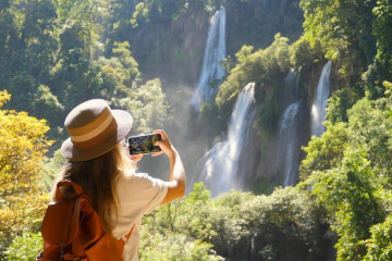 Back,View,Of,Travel,Blogger,Woman,On,Trip,Or,Adventure
