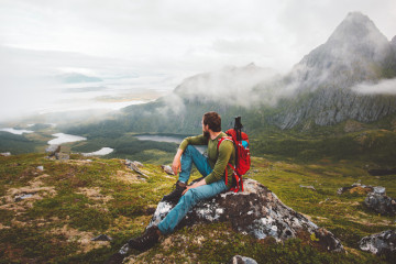 Man,Hiker,Exploring,Mountains,Of,Norway,Travel,Healthy,Lifestyle,Adventure