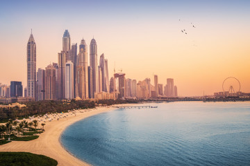Sunset,View,Of,The,Dubai,Marina,And,Jbr,Area,And