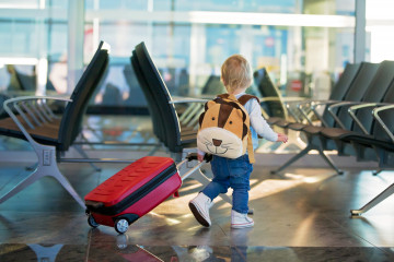Children,,Traveling,Together,,Waiting,At,The,Airport,To,Board,The