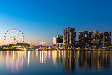The,Docklands,Waterfront,Of,Melbourne,,Australia,At,Night