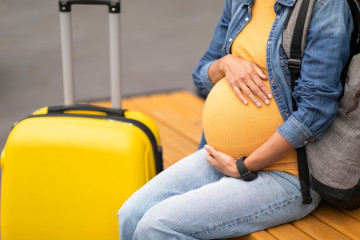 Travelling,During,Pregnancy,Concept.,Unrecognizable,Expecting,Woman,In,Comfy,Casual