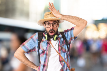 Tourist,Doing,Surprise,Gesture