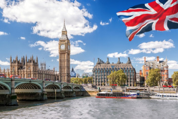 Big,Ben,With,Bridge,Over,Thames,And,Flag,Of,England